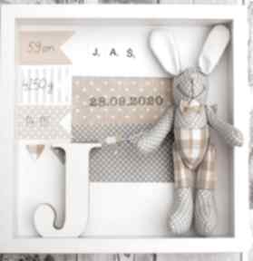 Metryczka prezent królik chrzest dla dziecka art shop lala, urodziny, narodziny