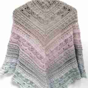 Duża szydełkowa handmade chustki i apaszki splotomaniaa sislove, tęczowa, pastelowa chusta