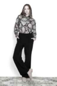 Szerokie spodnie z płaskim przodem - sd124 czarny lanti urban fashion, nogawki, z wysokim