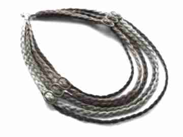 Brązowy stopniowany naszyjnik z nici lnianych naszyjniki pmpb style, lniany, ze sznurka