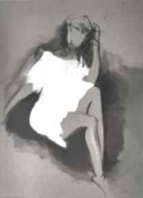 White dress 120x90 galeria alina louka kobieta szkic, obraz, duży na płótnie grafika kobieca