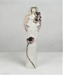 Anioł z kwiatami ceramika kącik pomysłów ceramiczny, ręcznie wykonany, dekoracja