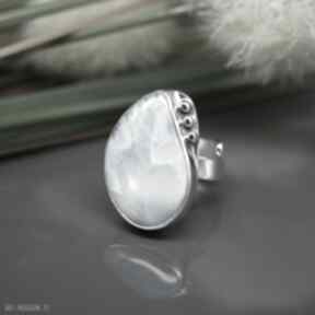 Pastelowy larimar - pierścionek "leaf" branicka art, srebrny, regulowany, srebro
