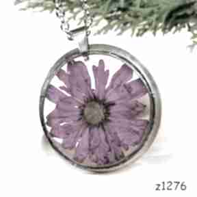 Z1276 naszyjnik z suszonymi kwiatami herbarium jewelry terrarium, biżuteria z żywicy