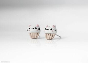 Maleńkie cupcake z pusheen - słodkie w formie babeczek forever young kolczyki, biżuteria, kotki