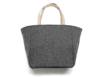 Shopper bag - tkanina dark grey i żółty na ramię torebki niezwykle elegancka, nowoczesna