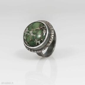 A112 srebrny pierścionek z zielonym jaspisem artseko, oryginalny, jaspis