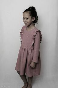 Upominek święta! Sukienka dla dziewczynki sonia różowa ketu style, z muślinu - bawełniana