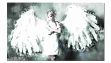 Obraz anioł 1 turkus - 120x70cm na płotnie kobieta modern ale obrazy