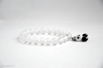 Bracelet by sis: panda w opalu białym kamienie, opal, charms, prezent, bransoletka