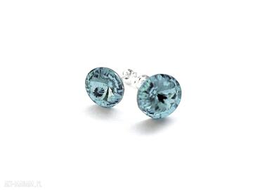 Małe wkrętki swarovski rivoli light turquoise 6mm srebro 925 jasny turkus molicka, sztyfty