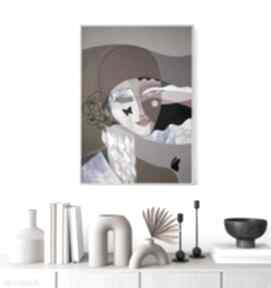 100x70 cm - dama z motylami plakaty gabriela krawczyk plakat, wydruk, grafika, kobieta, twarz