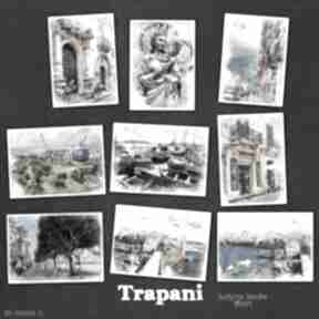 Trapani w akwareli - zestaw 9 grafik rozmiarze 13x18 cm justyna jaszke, pocztówki