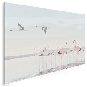 Obraz na płótnie - 120x80 cm 67801 vaku dsgn flaming, flamingi, ptaki, woda, akwen