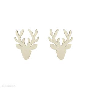 Złote kolczyki jelenie sotho modne, minimalistyczne, srebro - jeleń