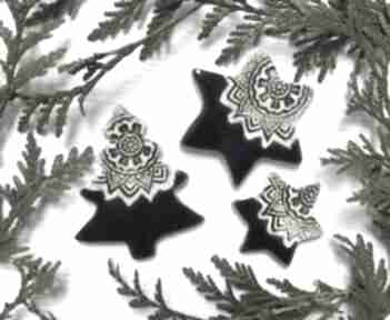 Święta upominki. Zestaw 3 magnesów w granacie dekoracje świąteczne ceramika ana magnesy