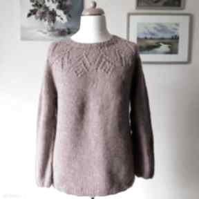 Ręcznie na drutach - wełna 100% bezszwowy bardzo gruby, miły, ciepły sweter swetry buena artis