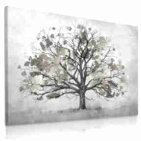 Obraz do salonu drukowany na płótnie z drzewem w odcieniach szarości 02590 ludesign gallery