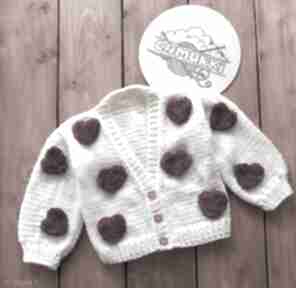 Sweterek e serduszka 3d chmurki modny 3d, ręcznie robione na drutac, dla dziewczynki, prezent