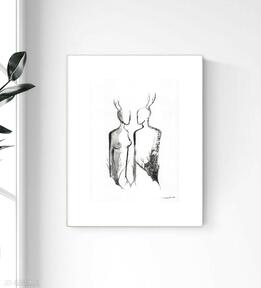 Grafika a4 malowana ręcznie, abstrakcja, styl skandynawski, czarno biała, 2961575 minimal art