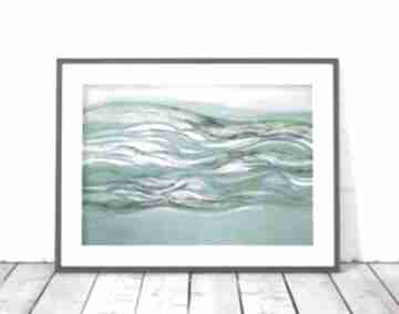 Mały obrazek z morzem, morze grafika na ścianę, morski plakat A4, abstrakcyjny obraz 21x30