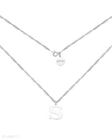 Srebrny z dużą literą sotho naszyjnik, srebro, singapore, perła