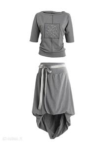 Grey moon komplet spódnica bluza wygodny bawełniany dresowy