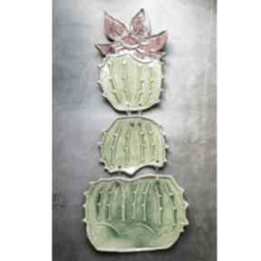 Kwitnący kaktus, oryginalna dekoracja ścienna ceramika badura, instalacja, ceramiczna ozdoba