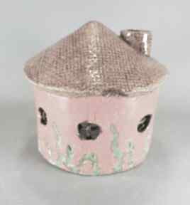 Domek lampion gliniany dekoracje vrs ceramics tealight, upominek, ceramika bolesławiec