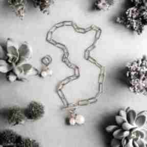 Komplet swarovski neon pearls: two: orange: naszyjnik, kolczyki kaktusia neonowa biżuteria