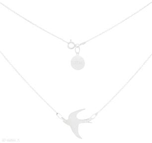 Srebrny modowy naszyjnik łańcuszkowy z jaskółką srebro 925 sotho, ptak