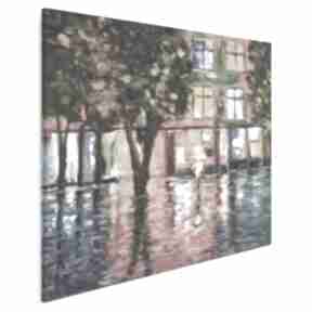 Obraz na płótnie - miasto w kwadracie 80x80 cm 78803 vaku dsgn odbicie, postać, kolorowy, rynek