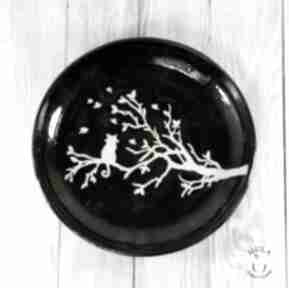 Patera - talerz misa sgraffito ceramika mula owoce, cukierki, kot, gałązka, drzewo