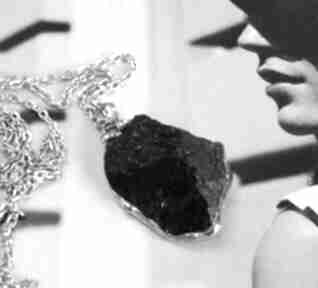 Naszyjnik kamień bryłka wisiorek z łańcuszkiem: czarny turmalin wisiorki witrażka, amulet