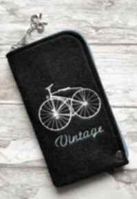 Filcowe etui na telefon - vintage bike happy art smartfon, pokrowiec, retro, rower, prezent