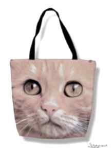 Torba shopper na zakupy wodoodporna duża zakupowa ramię kot z kotem rudy uszyciuch, damska