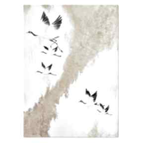 Żurawie 6, ptaki, obraz do salonu malowany na płótnie aleksandrab, ręcznie