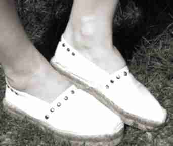 Espadryle rock ze srebrnymi nitami buty saint tropez projekt, obuwie, damskie, lato, nity