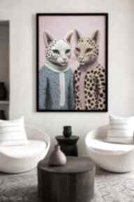 Plakat koty - format 61x91 cm plakaty hogstudio, różowy, dla dziewczyny, kobiety