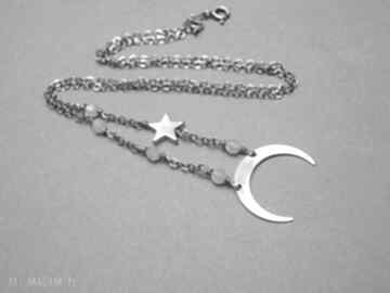 Luna - naszyjniki katia i krokodyl srebro, delikatny, księżyc, gwiazdka, hematyt