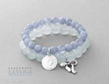 Blue jade set zawieszka jadeit moneta kokardka zestaw modnych