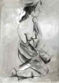 Woman - 100x70 galeria alina louka kobieta obraz, czarno biała grafika, duża biał