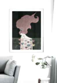 Obraz - plakat 70x100 w zieleni margo art dekoracja, wnętrze, dom, kobieta, kwiaty