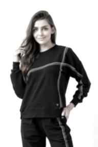 Bluza damska "megan" czarna trzy foru dres sportowy, basic, klasyczna, wygodna