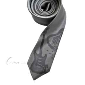 z nadrukiem - elektryczna szary krawaty gabriela krawczyk krawat, gitara, nadruk
