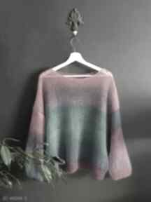 Multikolorowy sweter rainbow swetry the wool art, na drutach, kolorowy sweterek, prezent