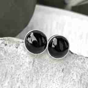 Srebrne z d127 artseko czarne sztyfty, drobne, małe minimalistyczne kolczyki z onyksem