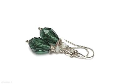 Emerald krople swarovski kolczyki srebro pozłacane 925 kryształki