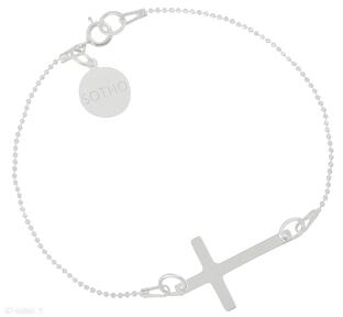 Srebrna bransoletka z krzyżem grawer srebro 925 sotho krzyż, rock, krzyżyk, łańcuszkowa