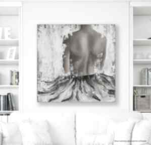 Baletnica abstrakcja 100x100cm obrazy do sypialni mix media diana abstract art, obraz, duży